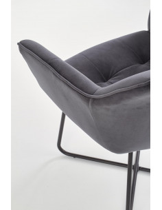 HERMO Krzesło Popielate VELVET /Stal Czarna - Pikowane... 2
