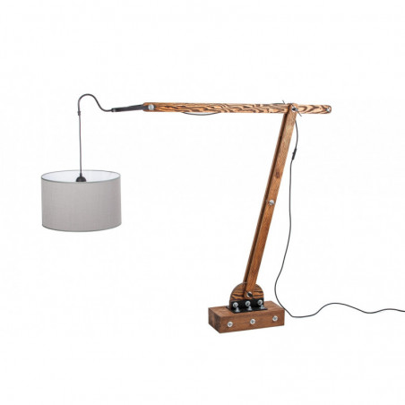 Lampa loftowa stojąca WOODEN CRANE /HANDMADE/ ABAŻUR BIAŁY