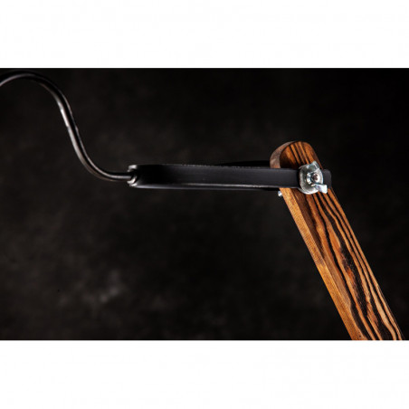 Lampa loftowa stojąca WOODEN CRANE /HANDMADE/ ABAŻUR BIAŁY