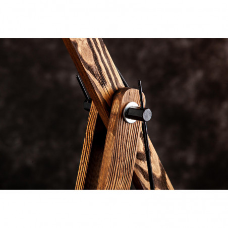 Lampa loftowa stojąca WOODEN CRANE /HANDMADE/ ABAŻUR BIAŁY
