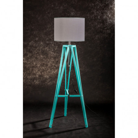 Lampa podłogowa TRIPOD w kolorze miętowym/abażur szary