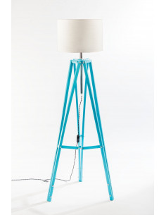 Lampa podłogowa TRIPOD w kolorze turkusu/abażur ecru 2