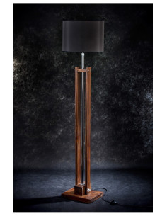 Lampa podłogowa CLASSIC brown/abażur czarny /HANDMADE/