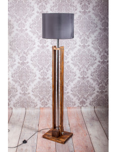 Lampa podłogowa CLASSIC brown/abażur czarny /HANDMADE/ 2
