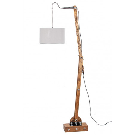 Lampa loftowa stojąca WOODEN CRANE /HANDMADE/ ABAŻUR SZARY