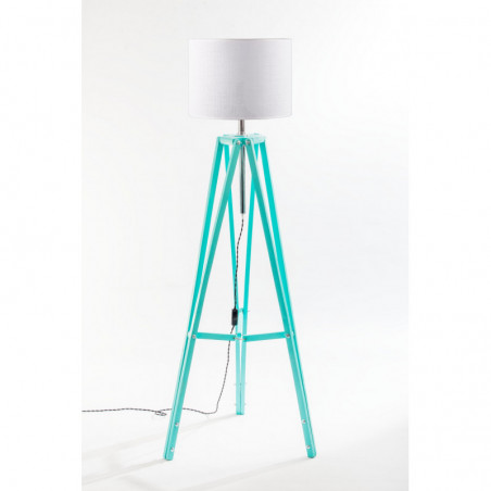 Lampa podłogowa TRIPOD w kolorze miętowym/abażur Biały