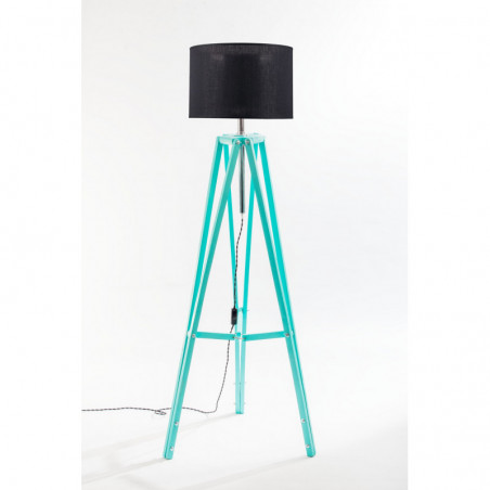 Lampa podłogowa TRIPOD w kolorze miętowym/abażur Czarny