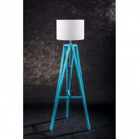 Lampa podłogowa TRIPOD w kolorze turkusu/abażur biały