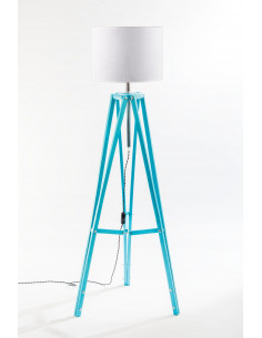 Lampa podłogowa TRIPOD w kolorze turkusu/abażur biały 2
