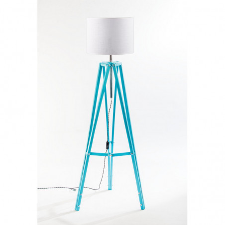 Lampa podłogowa TRIPOD w kolorze turkusu/abażur biały