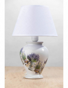 LAMPA CERAMICZNA 4440/DECOR "LAWENDOWY OGRÓD" /AB/BIAŁY