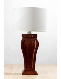 LAMPA CERAMICZNA KOLUMNA BRĄZOWA /AB.WALEC ECRU/HANDMADE