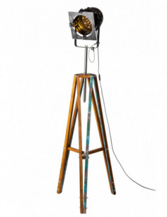 Lampa Podłogowa Kolonialna TRIPOD REFLEKTOR CZARNY/Handmade