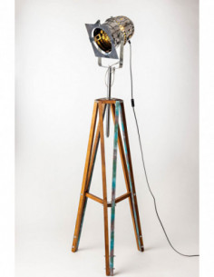 Lampa Podłogowa Kolonialna TRIPOD REFLEKTOR CZARNY/Handmade 2