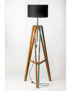 Lampa Podłogowa Kolonialna TRIPOD ABAŻUR CZARNY/Handmade 2