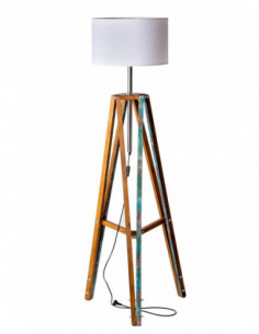 Lampa Podłogowa Kolonialna TRIPOD ABAŻUR BIAŁY/Handmade