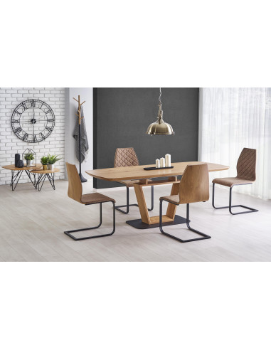 ELVINO Stół Rozkładany MDF Dąb Złoty/Czarny 160-220cm - Styl i Klasa