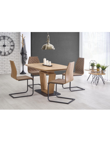 ELVINO Stół Rozkładany MDF Dąb Złoty/Czarny 160-220cm - Styl i Klasa