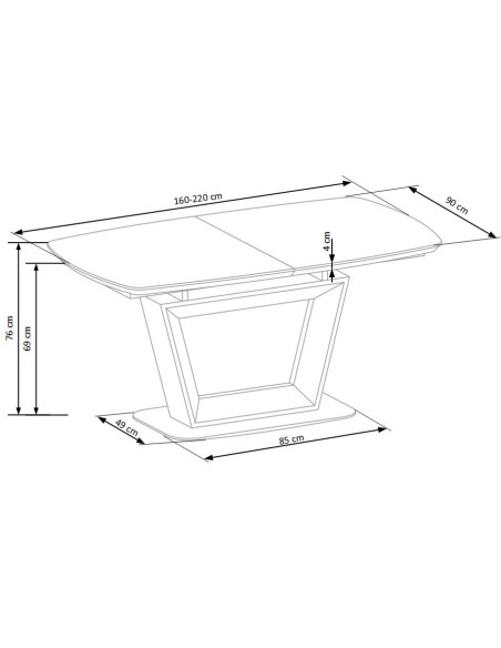 ELVINO Stół Rozkładany MDF Dąb Złoty/Czarny 160-220cm - Styl i Klasa