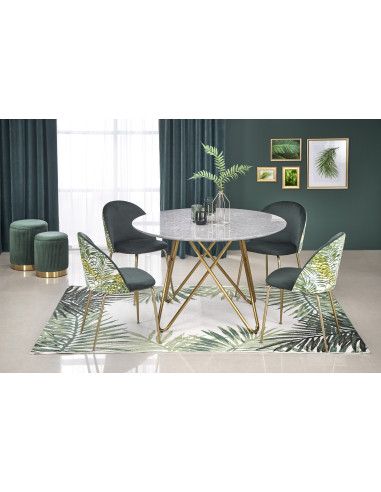 CONELLO Stół Fi120cm Popielaty Marmur/Złoto - Luksus i Unikalność
