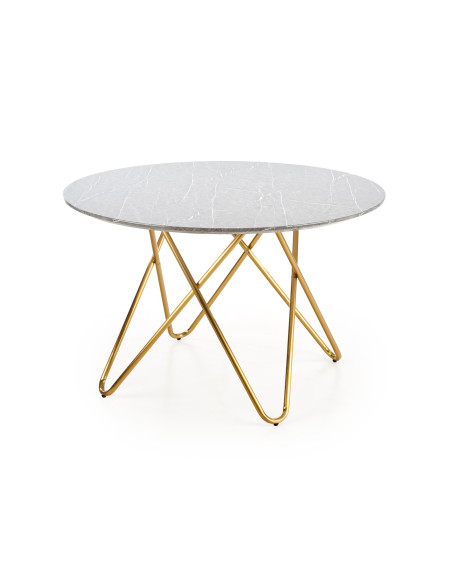 CONELLO Stół Fi120cm Popielaty Marmur/Złoto - Luksus i Unikalność