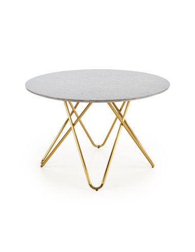 CONELLO Stół Fi120cm Popielaty Marmur/Złoto - Luksus i Unikalność