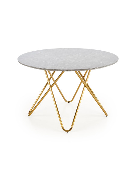 CONELLO Stół Fi120cm Popielaty Marmur/Złoto - Luksus i Unikalność