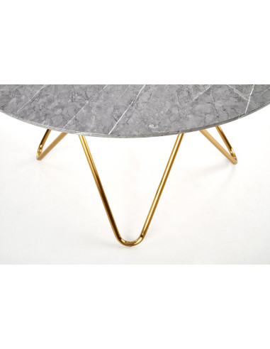 CONELLO Stół Fi120cm Popielaty Marmur/Złoto - Luksus i Unikalność