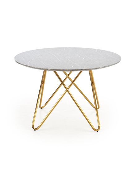 CONELLO Stół Fi120cm Popielaty Marmur/Złoto - Luksus i Unikalność