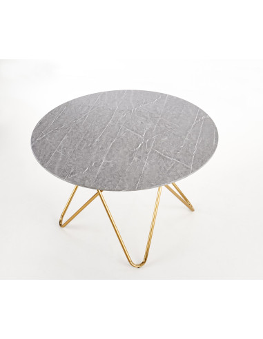 CONELLO Stół Fi120cm Popielaty Marmur/Złoto - Luksus i Unikalność