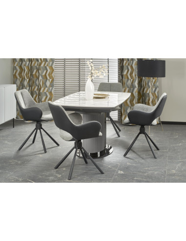 AKAN Stół Rozkładany 160-220cm Biały Marmur/Popielaty - Elegancja