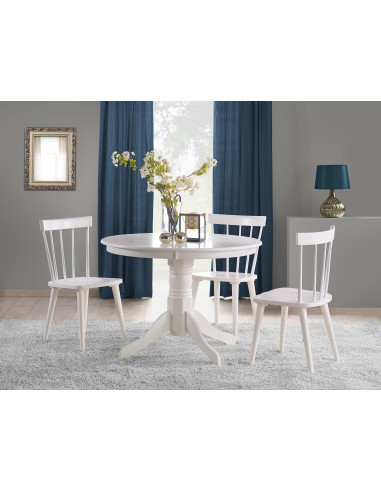 FONOS Stół Okrągły Biały Fi106 cm Drewno Lite - Design i Wygoda