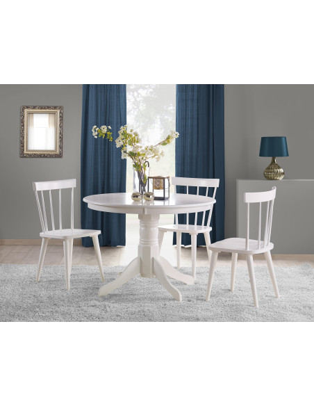 FONOS Stół Okrągły Biały Fi106 cm Drewno Lite - Design i Wygoda