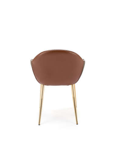 NORIN Krzesło Eco-Skóra Ciemny Popiel/Brązowy/Złoty Chrom - Eleganckie