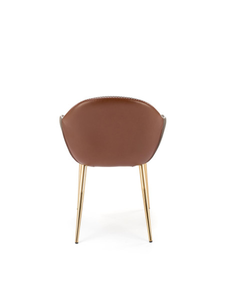 NORIN Krzesło Eco-Skóra Ciemny Popiel/Brązowy/Złoty Chrom - Eleganckie