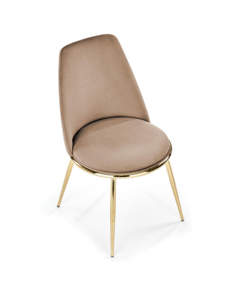 ALTARA Krzesło Beżowe Bluvel 28, Velvet/Stal Chromowana- Subtelna Elegancja
