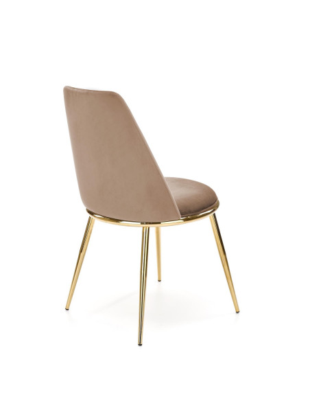 ALTARA Krzesło Beżowe Bluvel 28, Velvet/Stal Chromowana- Subtelna Elegancja