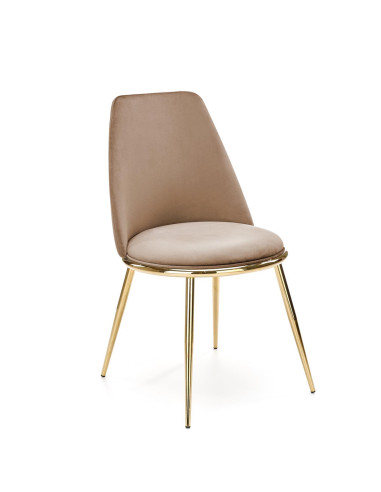 ALTARA Krzesło Beżowe Bluvel 28, Velvet/Stal Chromowana- Subtelna Elegancja