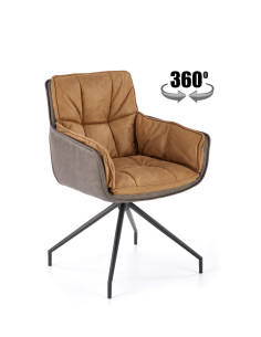 BONELIO Krzesło Brązowo-Ciemnobrązowe, Tkanina/Eko-skóra - Elegancja i Styl