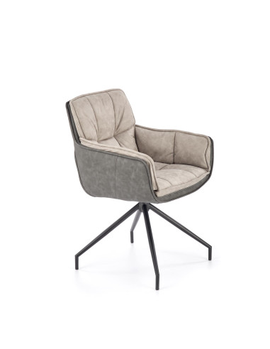 BONELIO Krzesło Popielato-Ciemnopopielate, Tkanina/Eko-skóra - Nowoczesne