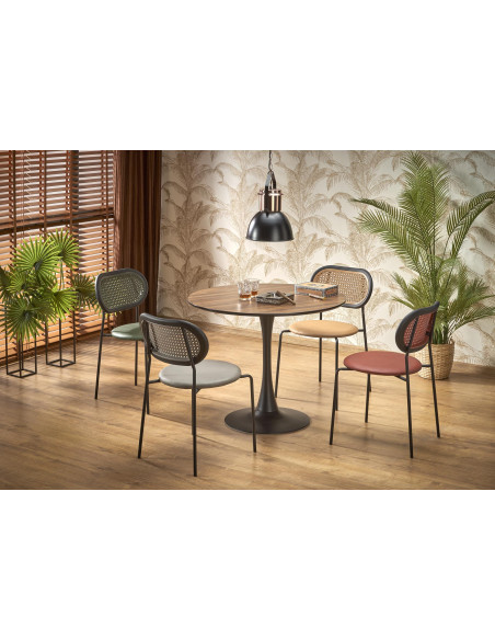 LORMO Stół Okrągły Fi90cm Orzech/Czarny - Stylowy i Funkcjonalny