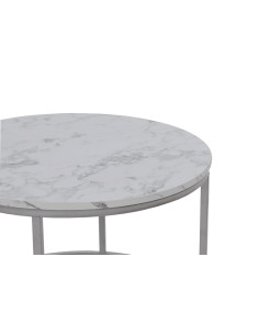 PADDY Zestaw 2 Ław Marmur/Srebrny fi60x40 i fi38x34cm - Elegancja i Design 2