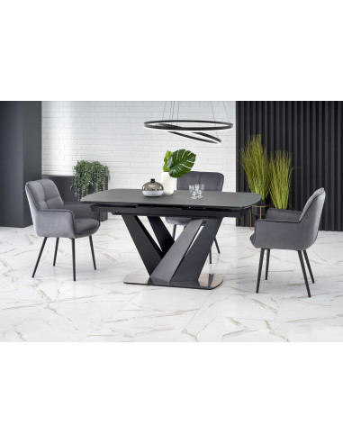 CESARIA Stół Rozkładany 160-200cm Ciemny Popiel/Czarny - Elegancja i Styl