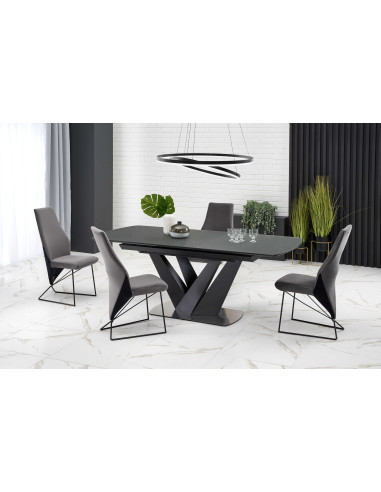 CESARIA Stół Rozkładany 160-200cm Ciemny Popiel/Czarny - Elegancja i Styl
