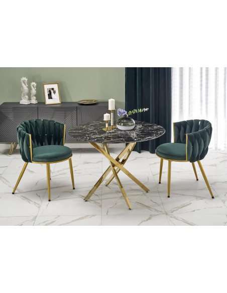 INGLESE_2 Stół Okrągły Fi100cm Czarny Marmur/Złoty - Styl i Nowoczesność