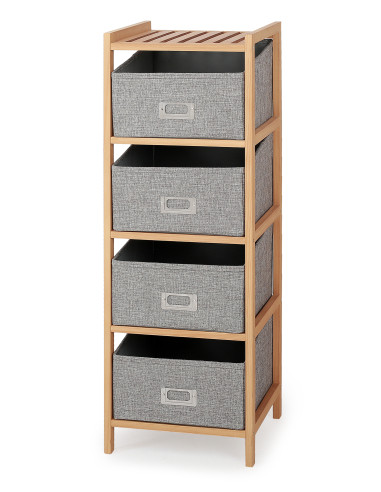 JARLO Regał Drewniany z Szufladami Naturalny/Popielaty - Styl i Ergonomia