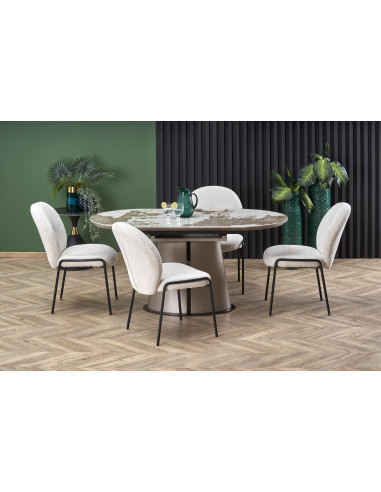 SORIN Stół Rozkładany 160-200cm Beżowy Marmur/Cappuccino-Czarny