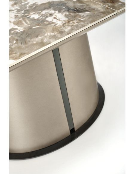 SORIN Stół Rozkładany 160-200cm Beżowy Marmur/Cappuccino-Czarny