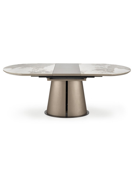 SORIN Stół Rozkładany 160-200cm Beżowy Marmur/Cappuccino-Czarny