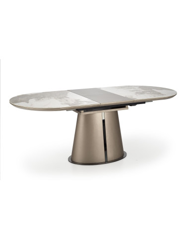SORIN Stół Rozkładany 160-200cm Beżowy Marmur/Cappuccino-Czarny